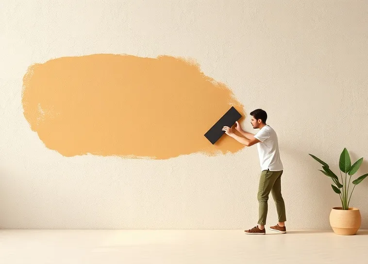 Application d'un enduit décoratif à la lisseuse sur un mur